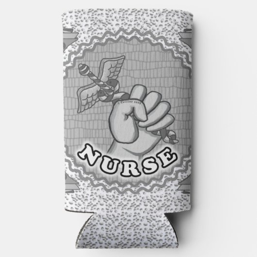 Rafraîchisseur Pour Canette Slim Infirmière à main Caduceus (Verso)