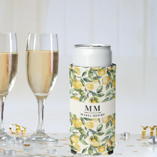 Rafraîchisseur Pour Canette Slim Initiales de monogramme Citrons nom