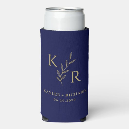 Rafraîchisseur Pour Canette Slim Initiales feuilletés Mariage Engagement Party Favo (Seltzer Recto)