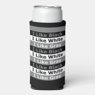 Rafraîchisseur Pour Canette Slim J'aime le design rayé de couleur noir blanc et gri