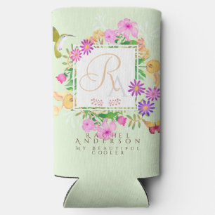Rafraîchisseur Pour Canette Slim Jardin Floral Vert Monogramme