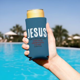 Rafraîchisseur Pour Canette Slim Jésus Commença À Prêcher. Matthieu 4:17 Océan Bleu