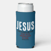 Rafraîchisseur Pour Canette Slim Jésus Commença À Prêcher. Matthieu 4:17 Océan Bleu (Seltzer Recto)