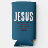 Rafraîchisseur Pour Canette Slim Jésus Commença À Prêcher. Matthieu 4:17 Océan Bleu (Verso)