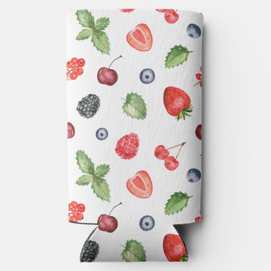 Rafraîchisseur Pour Canette Slim Joli Motif Berry aquarelle (Verso)