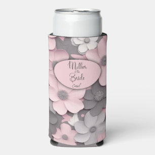 Rafraîchisseur Pour Canette Slim Joli Pretty Pink-Grey en 3D Poppies Mère de la mar