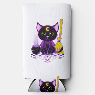 Rafraîchisseur Pour Canette Slim Jolie sorcière de chat noir Halloween