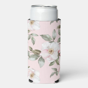 Rafraîchisseur Pour Canette Slim Jolies Fleurs Blanches Roses
