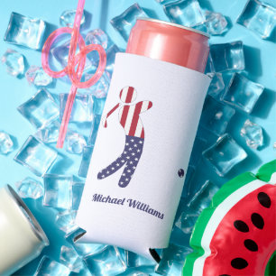 Rafraîchisseur Pour Canette Slim Joueur de golf à drapeau américain personnalisé