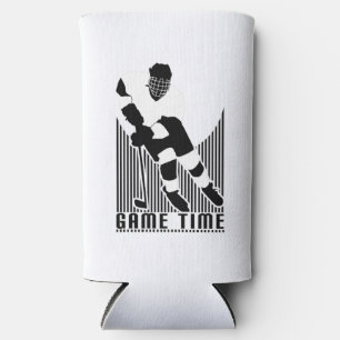 Rafraîchisseur Pour Canette Slim Joueur de hockey temps de jeu noir blanc sport ath