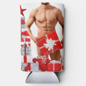 Rafraîchisseur Pour Canette Slim Joyeux Noël SlipperyJoe cadeau blanc rouge argent (Recto)