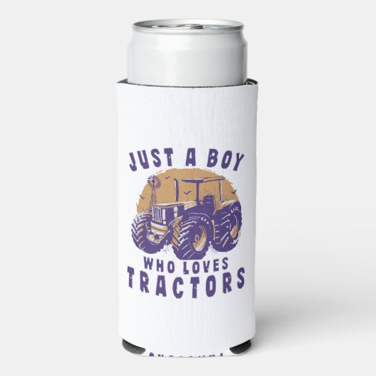 Rafraîchisseur Pour Canette Slim Juste Garçon Qui Aime Les Tracteurs Camions Agrico (Seltzer Verso)