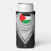 Rafraîchisseur Pour Canette Slim Keffiyeh Écharpe palestinienne tissu traditionnel (Seltzer Recto)