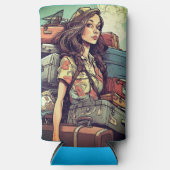 Rafraîchisseur Pour Canette Slim La fille a des bagages (Recto)