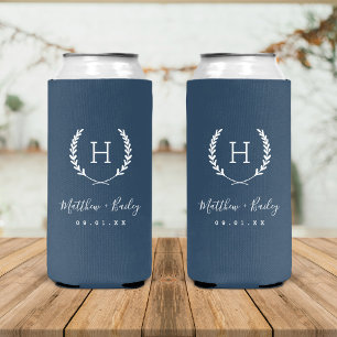 Rafraîchisseur Pour Canette Slim Laurel Crest Mariage Monogramme Lac bleu