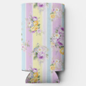 Rafraîchisseur Pour Canette Slim Lavande customisée Florale rayée (Verso)