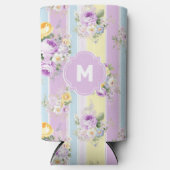 Rafraîchisseur Pour Canette Slim Lavande customisée Florale rayée (Recto)