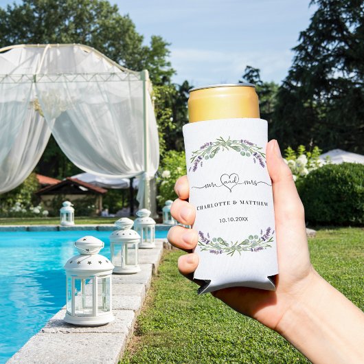 Rafraîchisseur Pour Canette Slim Lavender eucalyptus verdure m mme mariage du coeur