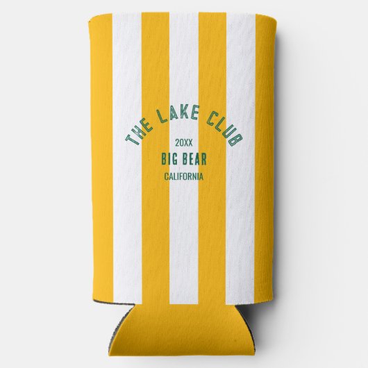 Rafraîchisseur Pour Canette Slim Le Lake Club Green Crest Yellow Nautical Stripe (Verso)