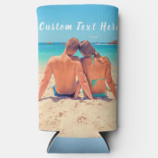 Rafraîchisseur Pour Canette Slim Le texte photo personnalisé peut refroidir vos pho (Recto)