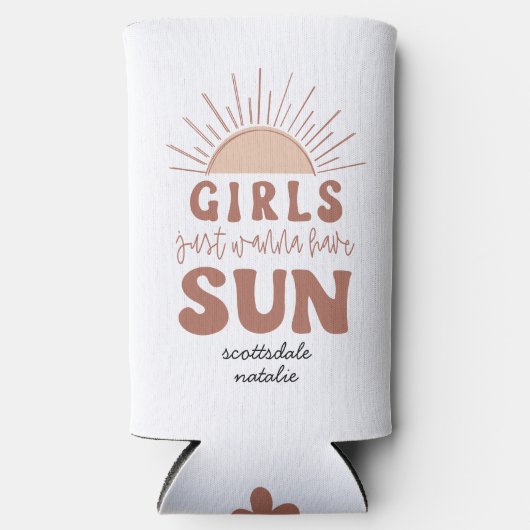 Rafraîchisseur Pour Canette Slim Les Filles Veux Juste Avoir Le Soleil Rétro les an (Recto)