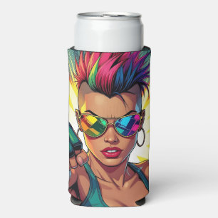 Rafraîchisseur Pour Canette Slim Lesbienne LGBT Mohawk Uppercut Pop Art