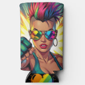 Rafraîchisseur Pour Canette Slim Lesbienne LGBT Mohawk Uppercut Pop Art (Recto)