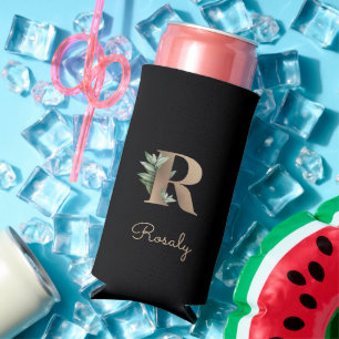 Rafraîchisseur Pour Canette Slim LETTRE D'OR MONOGRAPHIQUE BOtanique Élégante R