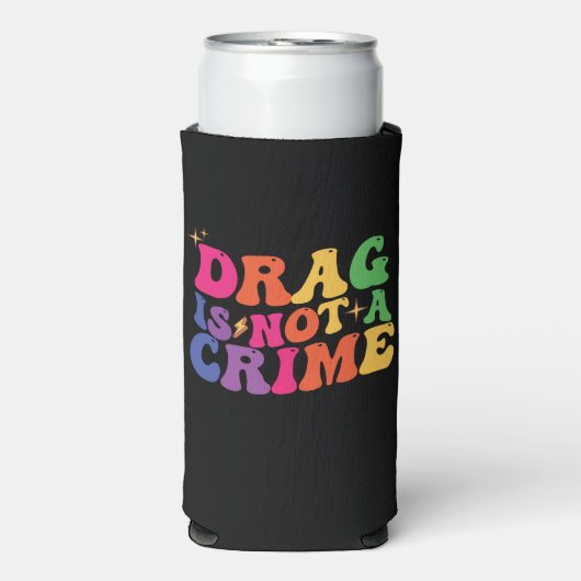 Rafraîchisseur Pour Canette Slim LGBT Pride DRAG N'EST PAS UN SOUTIEN CRITIQUE (Seltzer Recto)