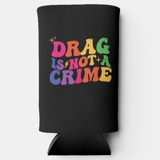 Rafraîchisseur Pour Canette Slim LGBT Pride DRAG N'EST PAS UN SOUTIEN CRITIQUE (Recto)