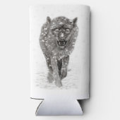 Rafraîchisseur Pour Canette Slim Loup noir en colère dans la neige, hiver sauvage (Verso)