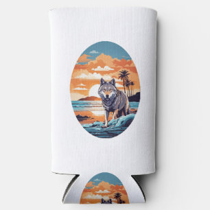 Rafraîchisseur Pour Canette Slim Loup sur la plage