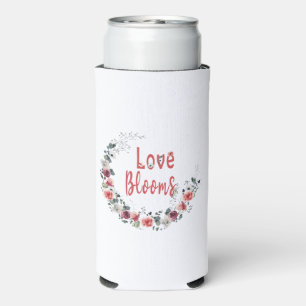 Rafraîchisseur Pour Canette Slim Love Blooms Personnalisée Mariée Groom Mariage Dat