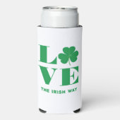 Rafraîchisseur Pour Canette Slim Love Shamrock Clover Irish Custom Text Vert Blanc (Seltzer Verso)