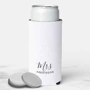Rafraîchisseur Pour Canette Slim M. et Mme. Black and White Modern Script Can Coo