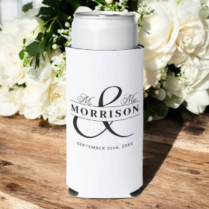 Rafraîchisseur Pour Canette Slim M. Mme Black White Wedding Favor