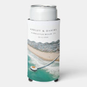 Rafraîchisseur Pour Canette Slim Manhattan Beach Wedding Favor (Seltzer Recto)