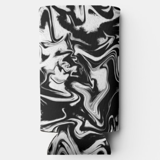 Rafraîchisseur Pour Canette Slim Marbleized Noir et Blanc Moderne Artwork Abstrait (Verso)