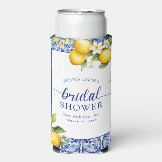 Rafraîchisseur Pour Canette Slim Mariage civil Citrons Méditerranée bleue (Seltzer Recto)
