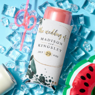 Rafraîchisseur Pour Canette Slim Mariage de automne élégant Flore Bleu profond