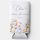 Rafraîchisseur Pour Canette Slim Mariage de Fleur sauvage de prairie aquarelle (Recto)