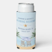 Rafraîchisseur Pour Canette Slim Mariage de plage personnalisé peut refroidir (Seltzer Recto)