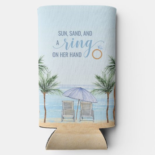 Rafraîchisseur Pour Canette Slim Mariage de plage personnalisé peut refroidir (Verso)