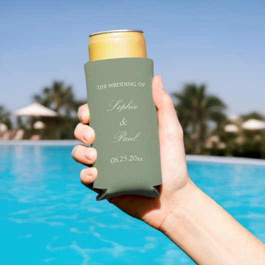 Rafraîchisseur Pour Canette Slim Mariage élégant Sage Green Seltzer peut refroidir (Piscine in situ)