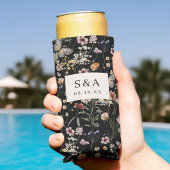 Rafraîchisseur Pour Canette Slim Mariage Fleur sauvage noir Seltzer Can Cooler