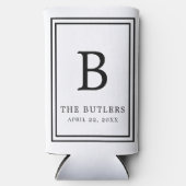 Rafraîchisseur Pour Canette Slim Mariage Monogramme noir et blanc haute boîte de re (Recto)