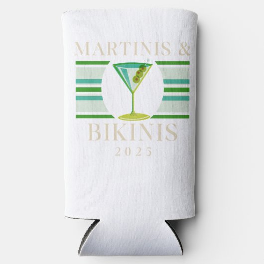 Rafraîchisseur Pour Canette Slim Martinis & Bikinis - Retro 2025 Bachelorette Party (Recto)