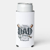 Rafraîchisseur Pour Canette Slim Meilleur papa de baseball (Seltzer Recto)