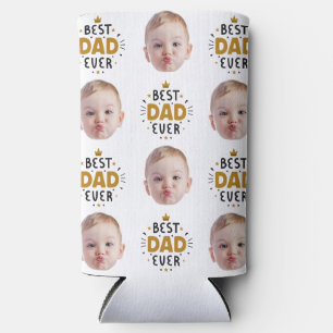Rafraîchisseur Pour Canette Slim Meilleur Papa Jamais Personnalisé Visage Drôle Béb
