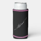 Rafraîchisseur Pour Canette Slim Minimal Hot Pink Black White Cursive Script Name (Seltzer Recto)